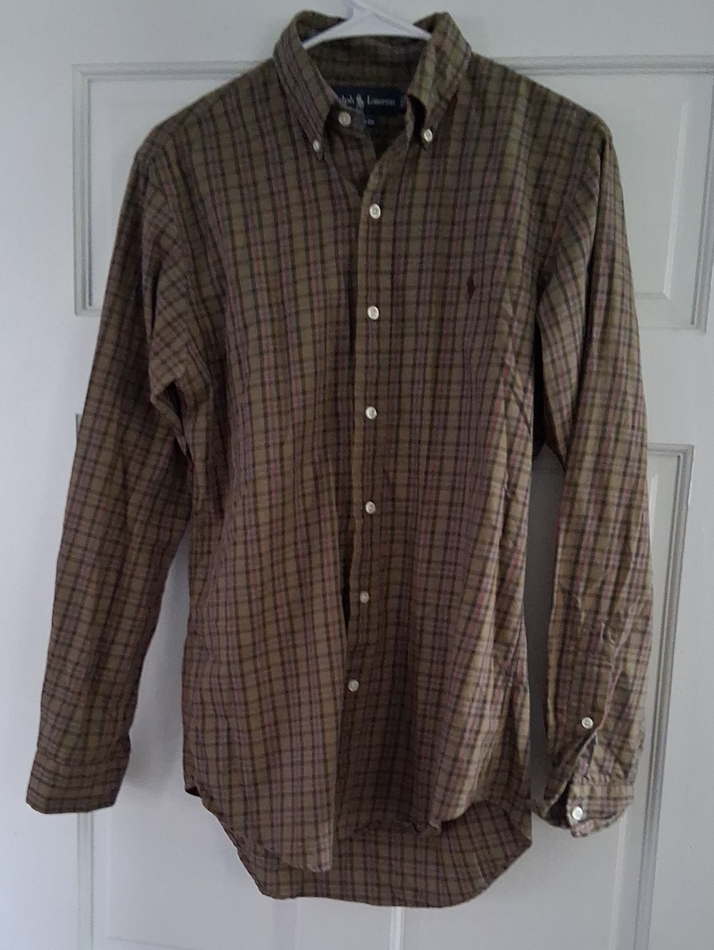 Ralph Lauren Olive Brown Plaid Button-Down Shirt